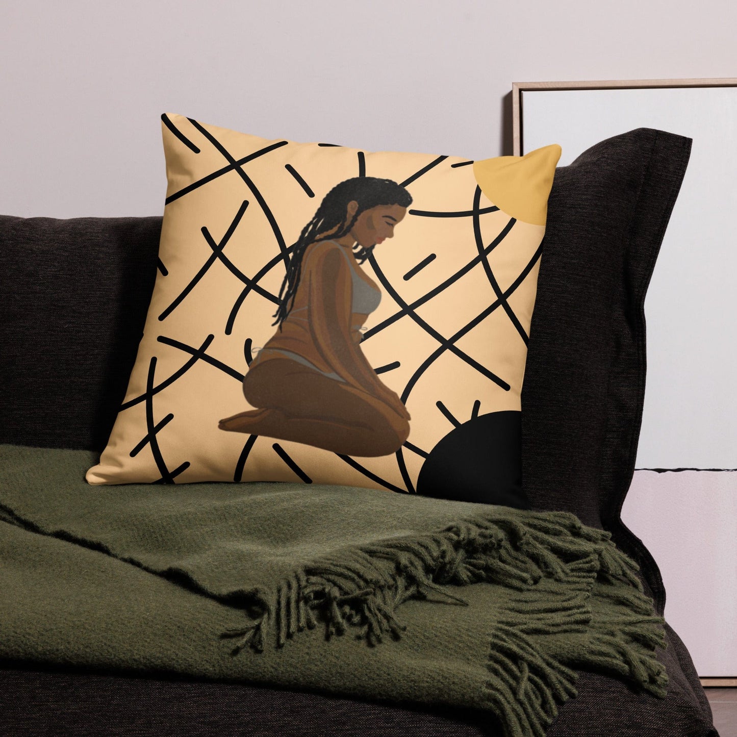 Kneeling Submissive - Criss Crossed Pillow