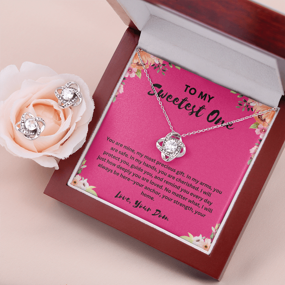 "To My Sweetest One" Love Knot Necklace & Earring Set