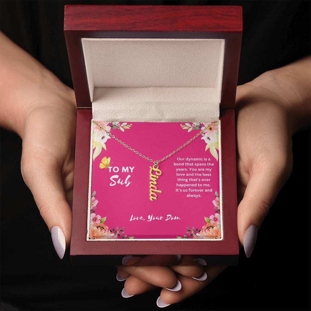 "To My Sub" Vertical Name Necklace