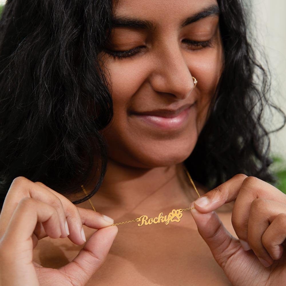 "To My Little Pup" Name & Paw Necklace