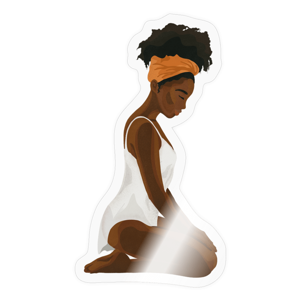 Kneeling Submissive Sticker Black Woman - transparent glossy