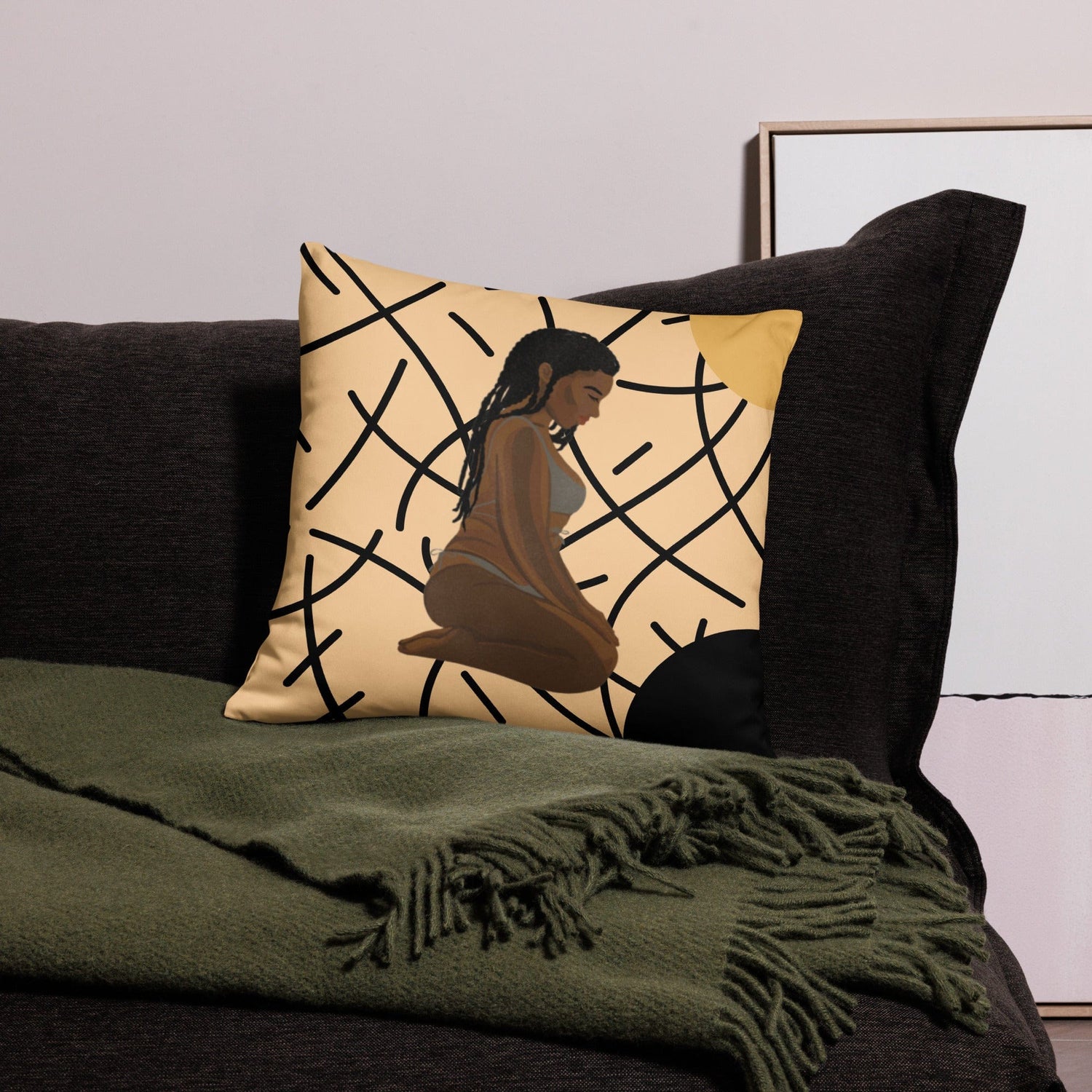Kneeling Submissive - Criss Crossed Pillow