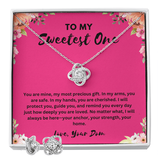 "To My Sweetest One" Love Knot Necklace & Earring Set