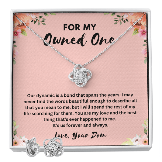 "For My Owned One" Love Knot Necklace & Earring Set