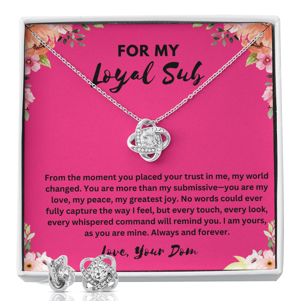"For My Loyal Sub" Love Knot Necklace & Earring Set