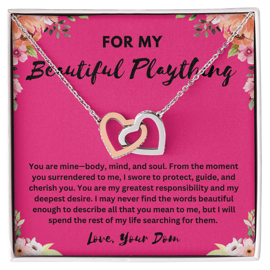 "For My Beautiful Plaything" Interlocking Hearts Necklace