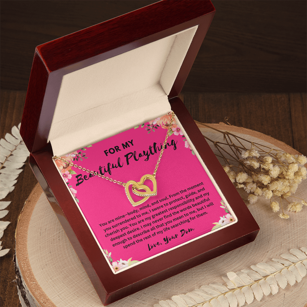 "For My Beautiful Plaything" Interlocking Hearts Necklace