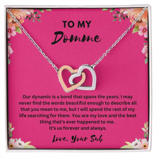 "To My Domme" Interlocking Hearts Necklace