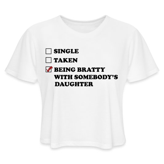 Being Bratty With Somebody's Daughter (Loose Crop Top) - white