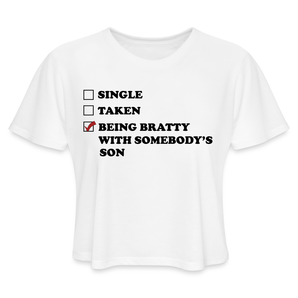 Being Bratty With Somebody's Son (Loose Crop Top) - white