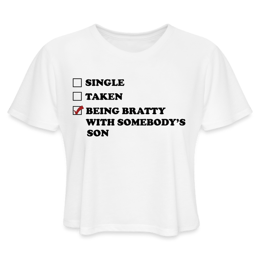 Being Bratty With Somebody's Son (Loose Crop Top) - white
