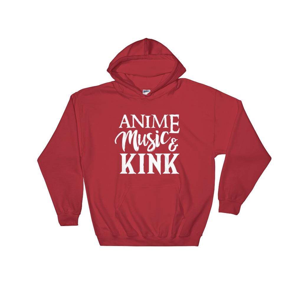 Anime, Music, and Kink (Hoodie) (White Lettering)