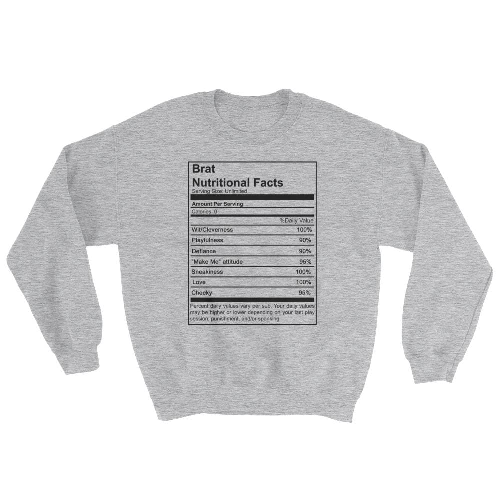 Brat Nutritional Facts Sweatshirt (Black Lettering) (Unisex)
