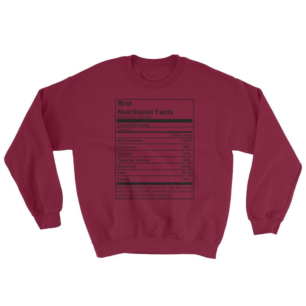 Brat Nutritional Facts Sweatshirt (Black Lettering) (Unisex)
