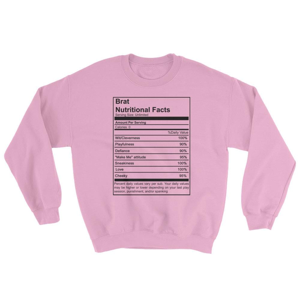 Brat Nutritional Facts Sweatshirt (Black Lettering) (Unisex)