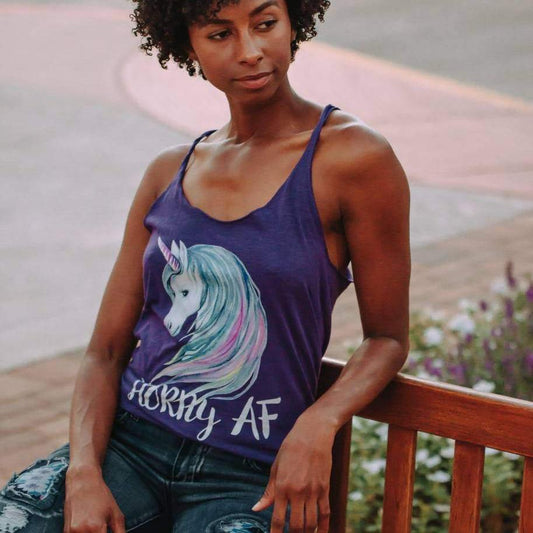Horny AF (Womens Racerback Tank)