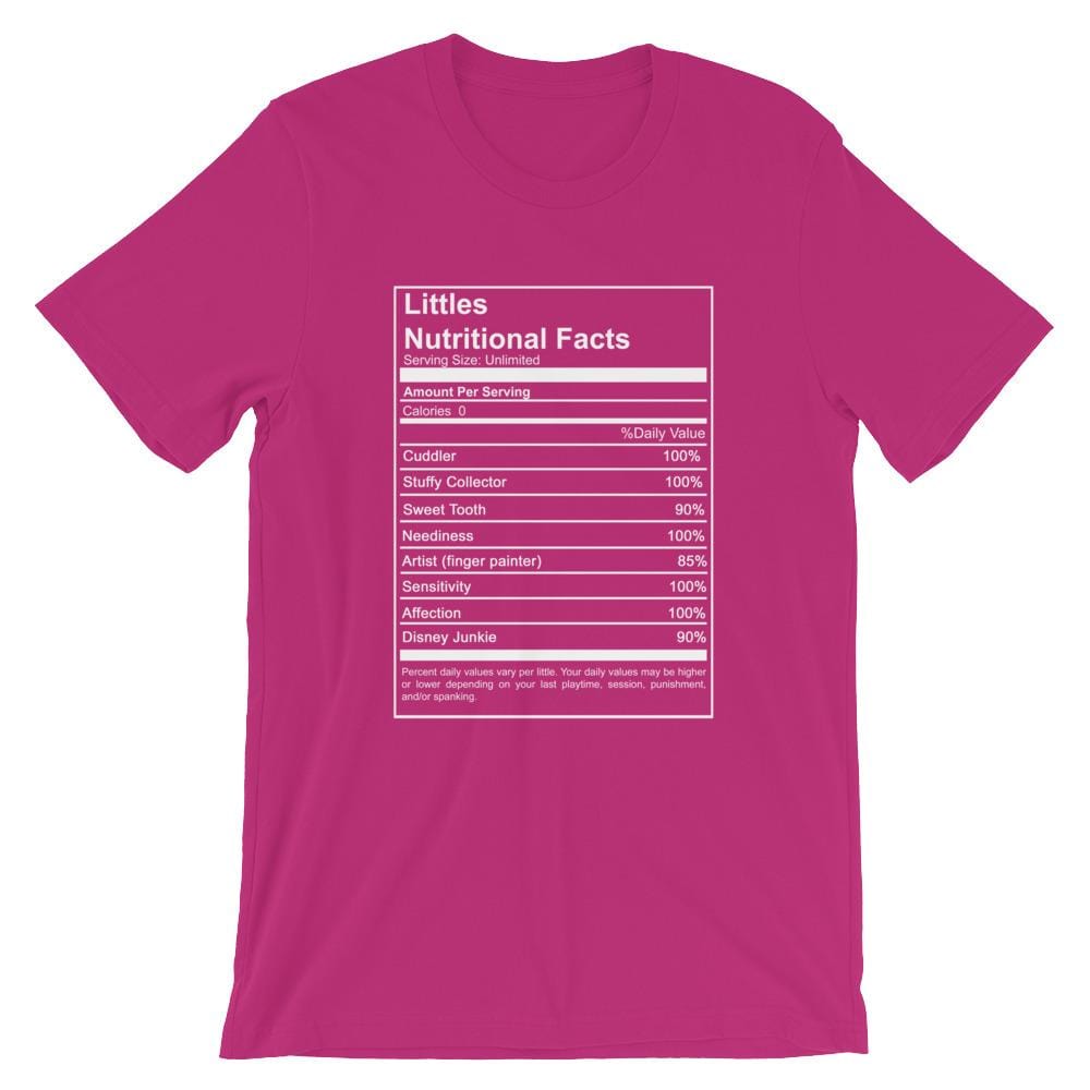 Littles Nutritional Facts Shirt T-Shirt (Unisex) (White Lettering)