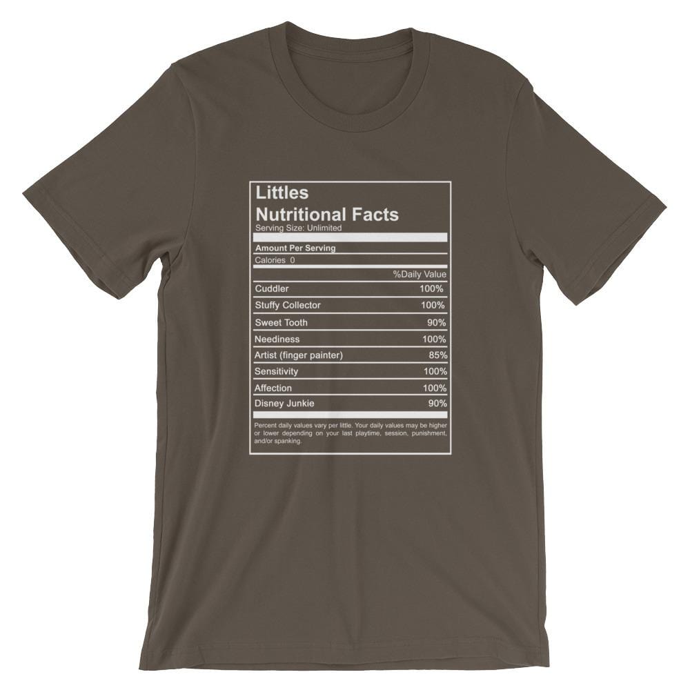 Littles Nutritional Facts Shirt T-Shirt (Unisex) (White Lettering)