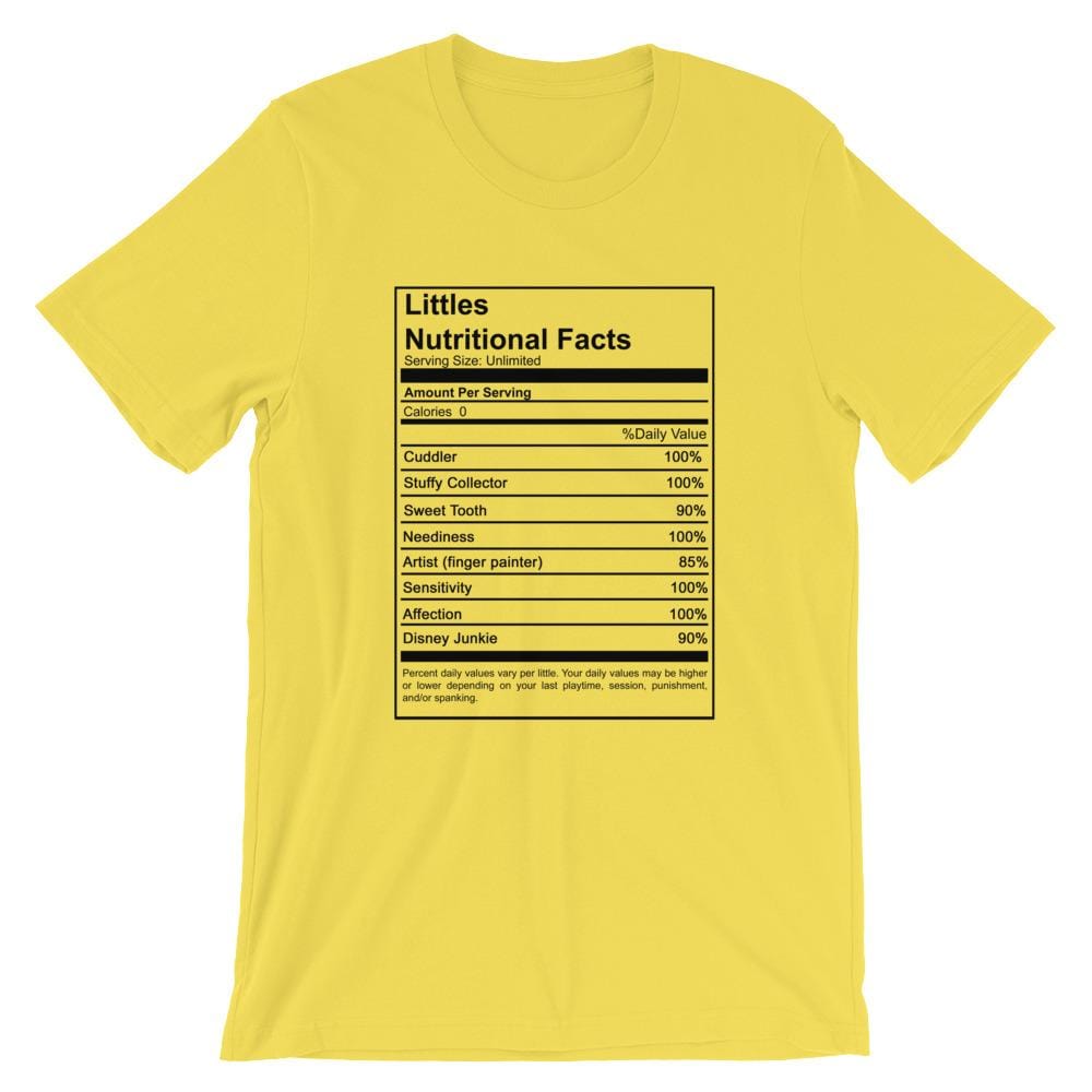 Littles Nutritional Facts T-Shirt (Unisex) (Black Lettering)