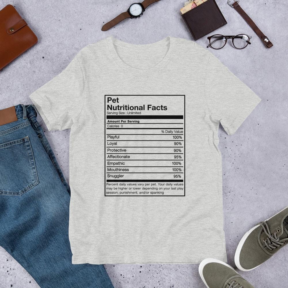 Pet Nutritional FactsT-Shirt (Unisex) (Black Lettering)