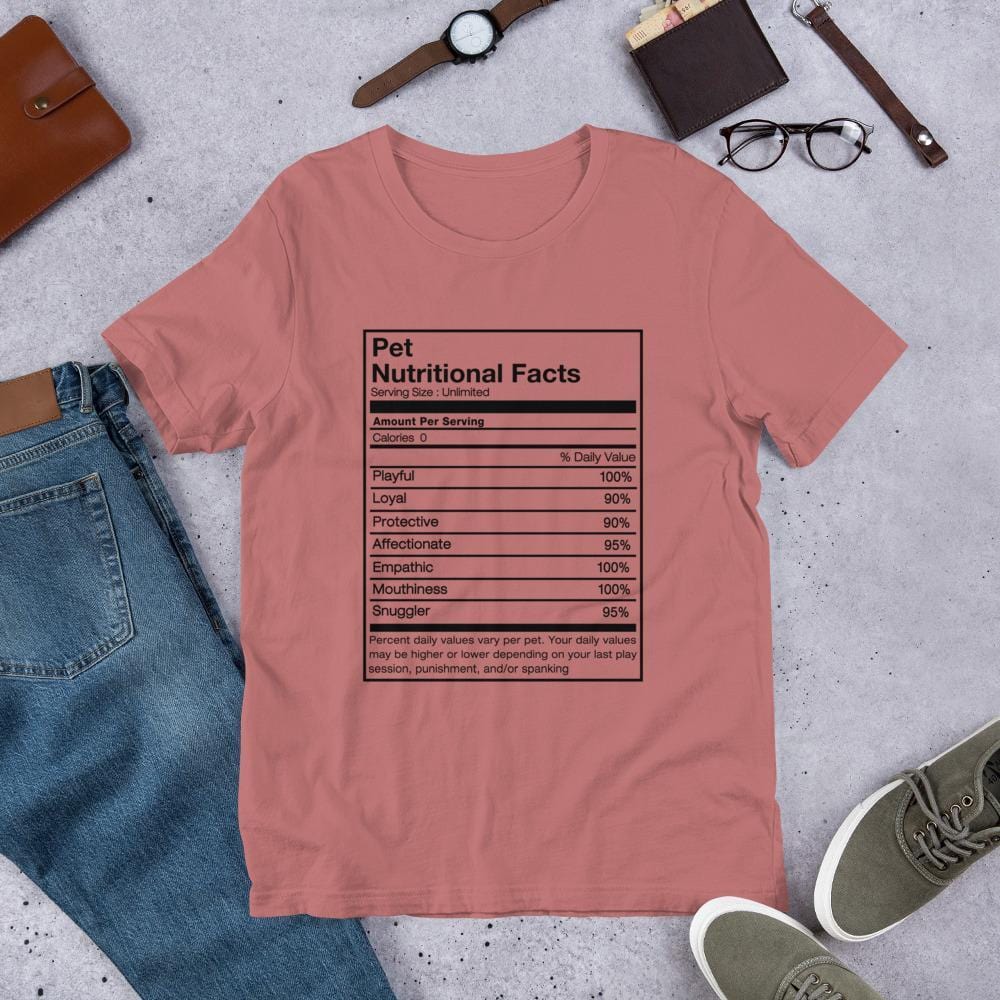 Pet Nutritional FactsT-Shirt (Unisex) (Black Lettering)