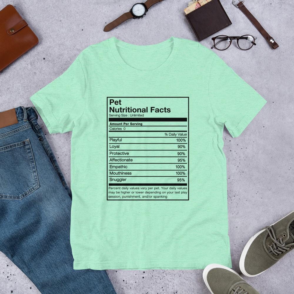 Pet Nutritional FactsT-Shirt (Unisex) (Black Lettering)