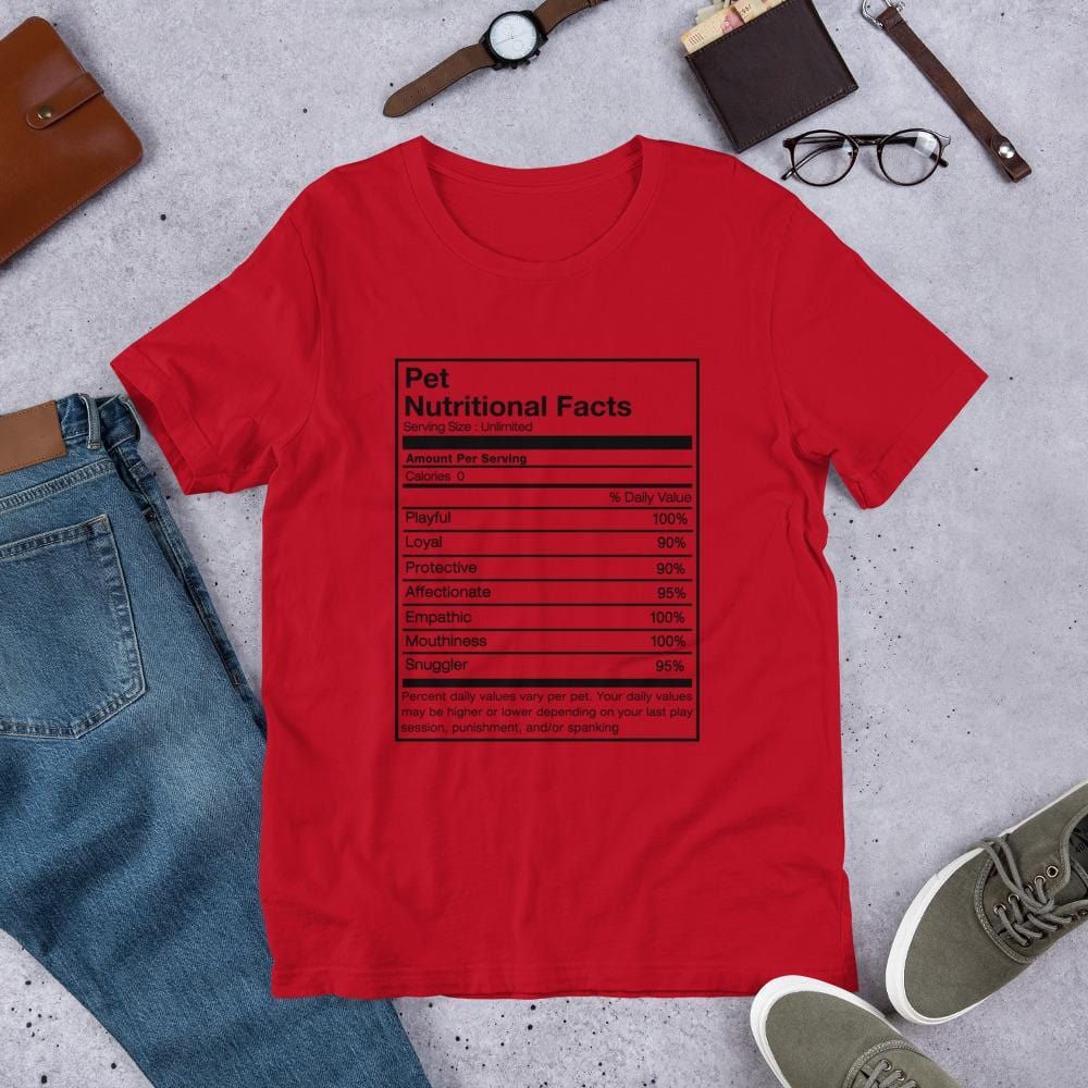 Pet Nutritional FactsT-Shirt (Unisex) (Black Lettering)