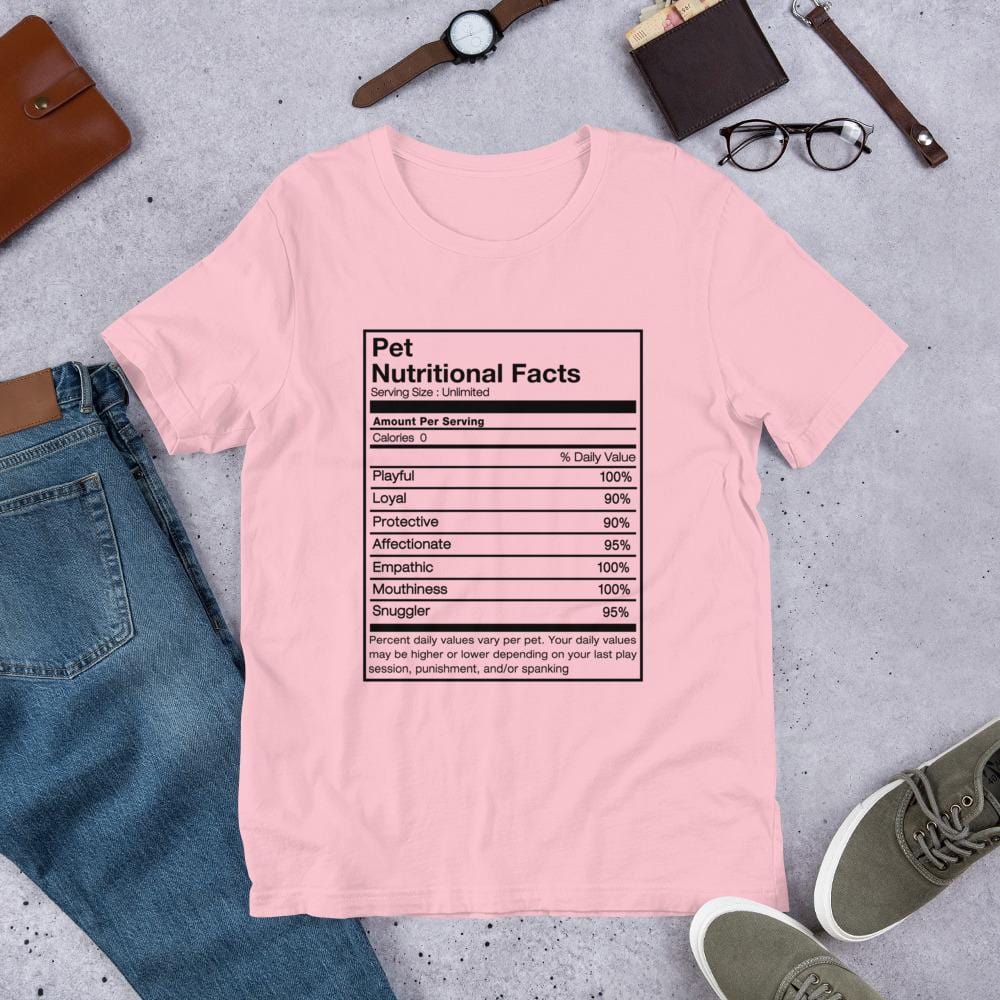 Pet Nutritional FactsT-Shirt (Unisex) (Black Lettering)