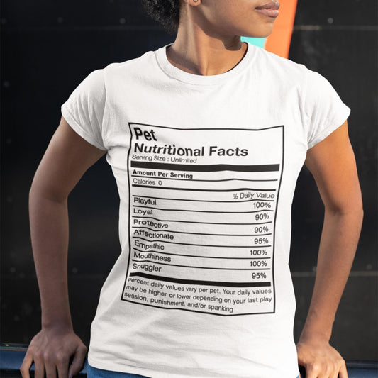 Pet Nutritional FactsT-Shirt (Unisex) (Black Lettering)
